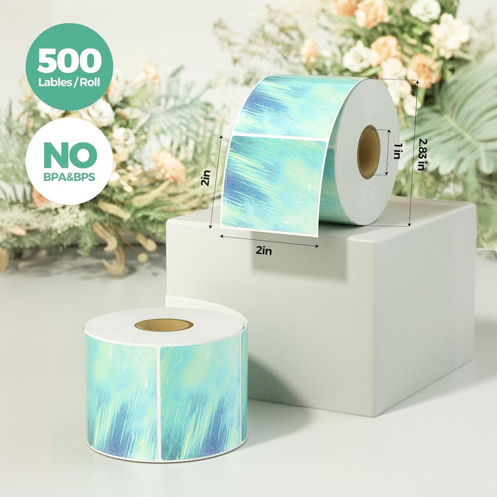 MUNBYN Runde Thermo Etiketten 50x50mm, Thermo Aufkleber Etiketten, grüne Thermo Aufkleber für Backen