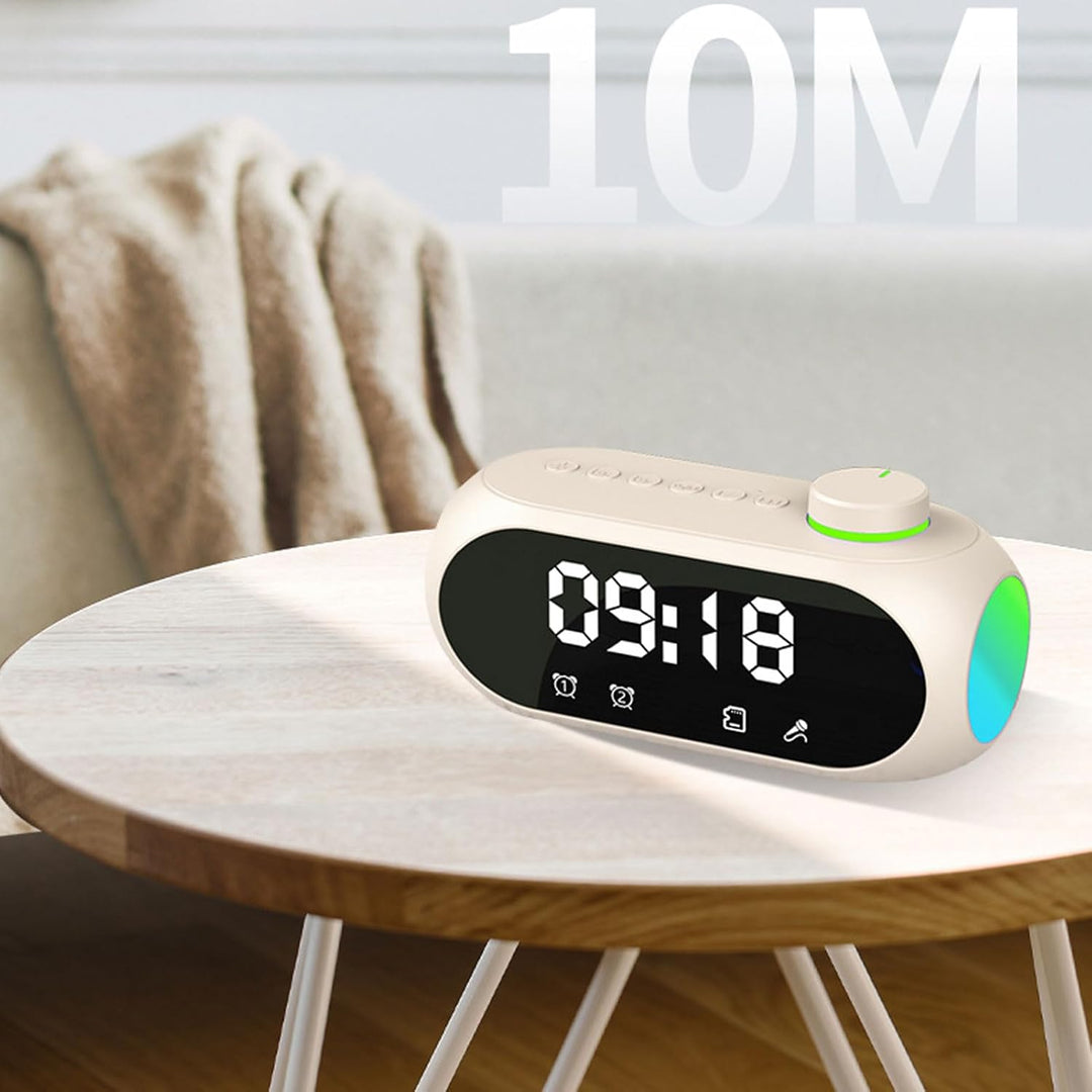 Digitaler Radiowecker für Schlafzimmer, Nachttisch-FM-Uhren mit Kabellosem Bluetooth-Lautsprecher, R