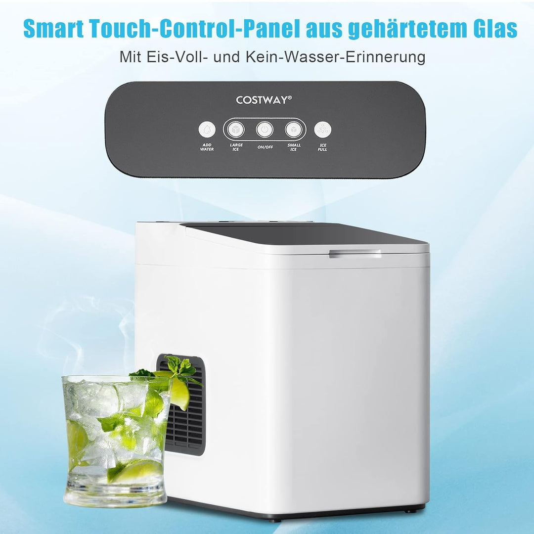 COSTWAY Eiswürfelmaschine Edelstahl Klein | Ice Cube Maker | 12 Kg 24 H | Zubereitung in 6 Min | 1,5