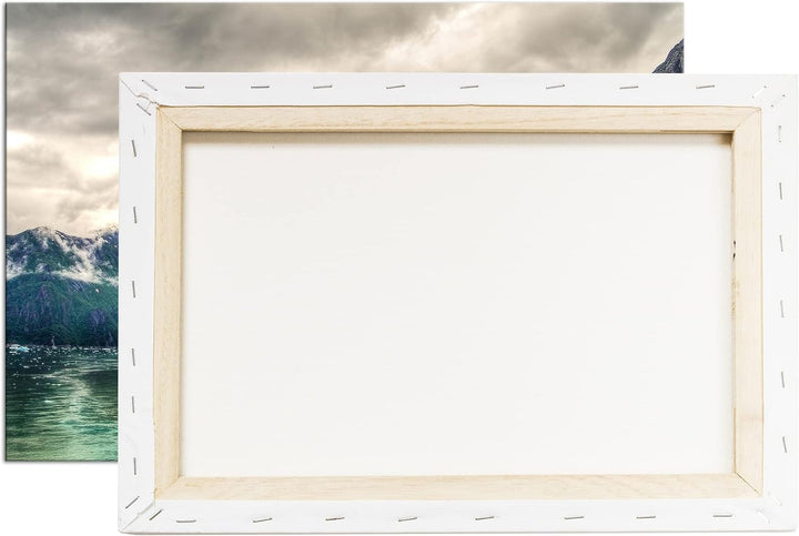 deyoli Tracy Arm Fjord bewölkt in Alaska im Format: 80x60 als Leinwandbild, Motiv fertig gerahmt auf