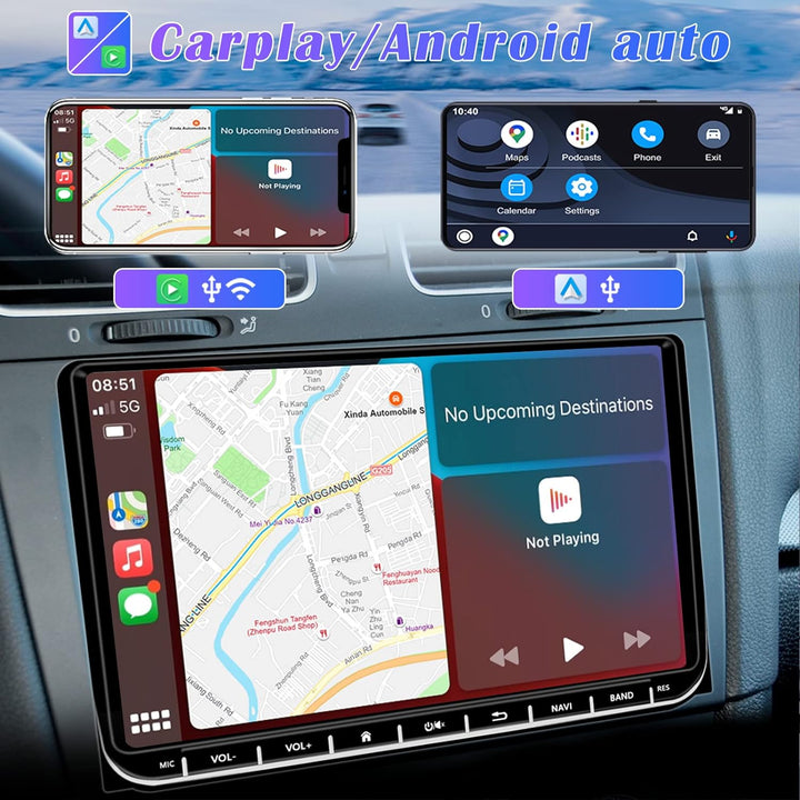 Android 10 Autoradio Wireless Carplay mit Navi Für VW Passat B6 B7 Golf 5 6 Jetta T5 POLO Touran Cad