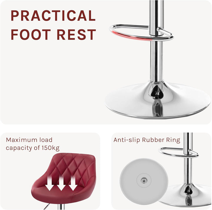 WOLTU 4er Set Barhocker Bistrohocker Tresenhocker Barstuhl Höhenverstellbar, Drehbar, Sitzfläche aus