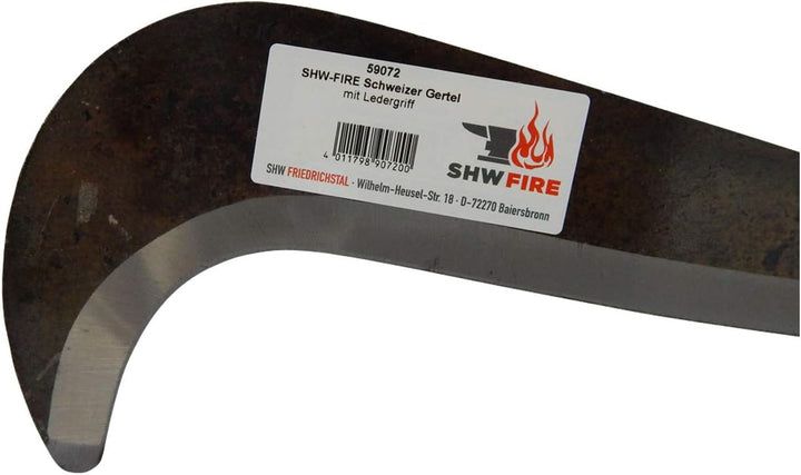 SHW-FIRE 59072 Schweizer Gertel Hippe Gertl Gartenmesser Stahl Ledergriff Handschutz 43cm