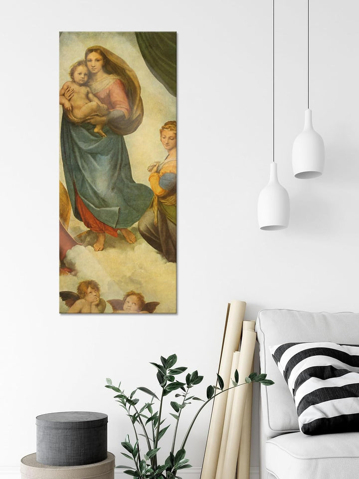 Glasbild Panorama | Wandbild aus Echtglas | Raffael - Sixtinische Madonna | 100x40 cm | inkl. Aufhän