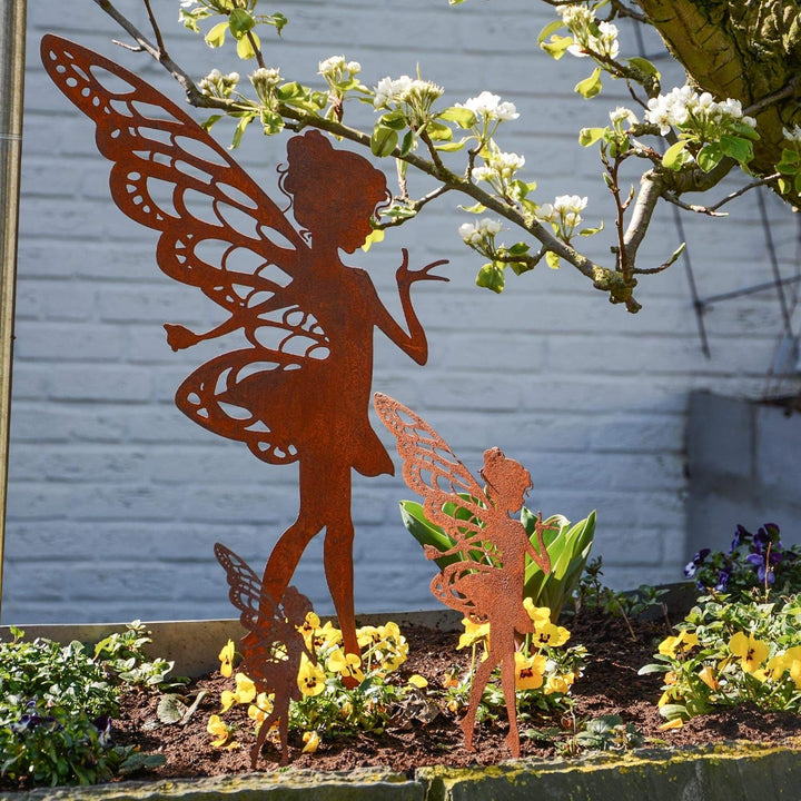 UNUS Zink Elfe gross, Gartendeko Rostoptik, Gartenstecker aus Edelrost, Rost Deko für Garten, Terras