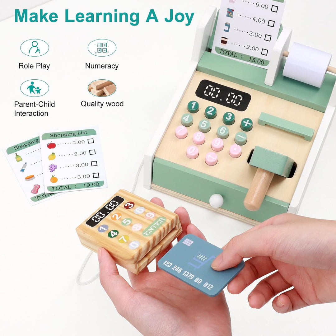 OSLINE Geschenk für 2 3 4 5 Jährige Mädchen Junge,Montessori Holz Spielzeug Kasse Kinderab 2-5 Jahr,
