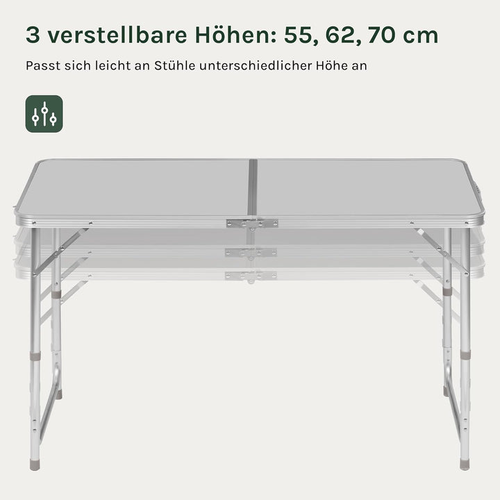 WOLTU Campingtisch Klapptisch Gartentisch Arbeitstisch Balkontisch höhenverstellbar Aluminium MDF Si