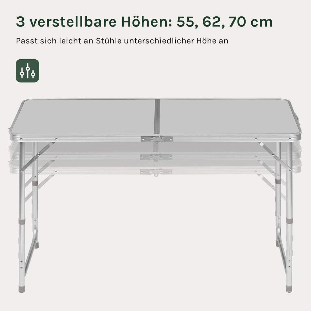 WOLTU Campingtisch Klapptisch Gartentisch Arbeitstisch Balkontisch höhenverstellbar Aluminium MDF Si