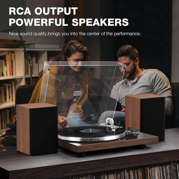 Plattenspieler Bluetooth mit Riemenantrieb Vinyl-Schallplattenspieler 33 oder 45 U/min mit Phono Vor