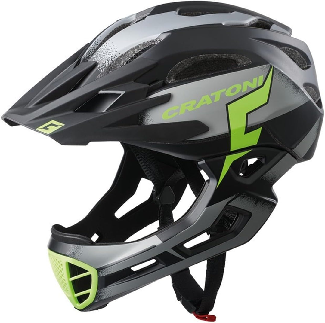 Cratoni C-Maniac Pro Integralhelm Downhill BMX Kinnbügel abnehmbar S-M (52-56 cm) black/lime matte,