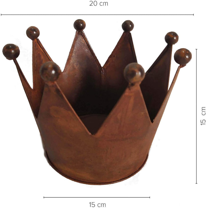 UNUS Krone Rost, Gartendeko Rostoptik, Edelrostrost Deko für Garten, Terrasse Balkon Blumentopf (3er