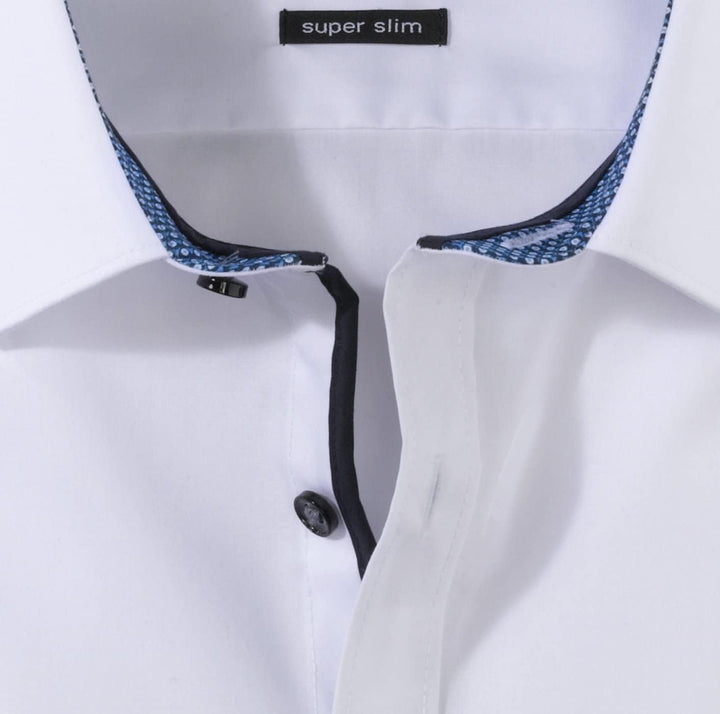 OLYMP Herren Oberhemd Langarm No. Six,Uni,super Slim,Urban Kent 40 _Weiss_, 40 _Weiss_