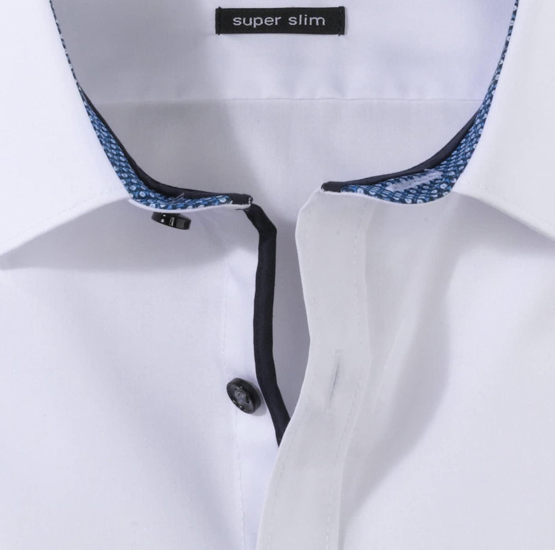 OLYMP Herren Oberhemd Langarm No. Six,Uni,super Slim,Urban Kent 40 _Weiss_, 40 _Weiss_