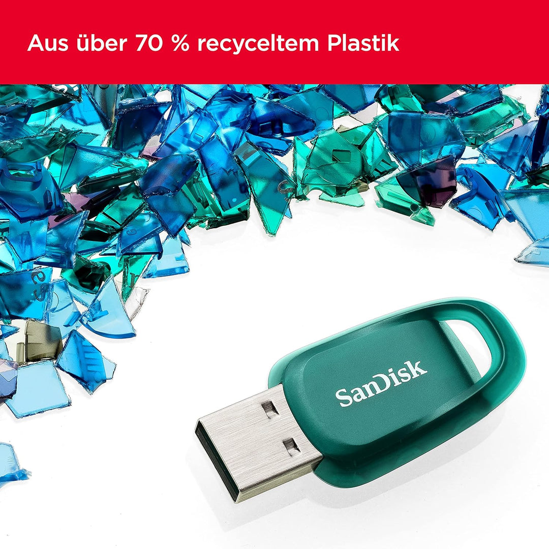 SanDisk Ultra Eco USB 3.2 Flash-Laufwerk 256 GB (Lesegeschwindigkeit bis 100 MB/s, RescuePRO Deluxe,