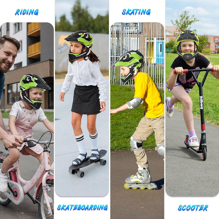 Lixada Kinderhelm, Kinder Fahrradhelm, Integrierter Helm mit Abnehmbarem Kinnschutz Kindersport Schu