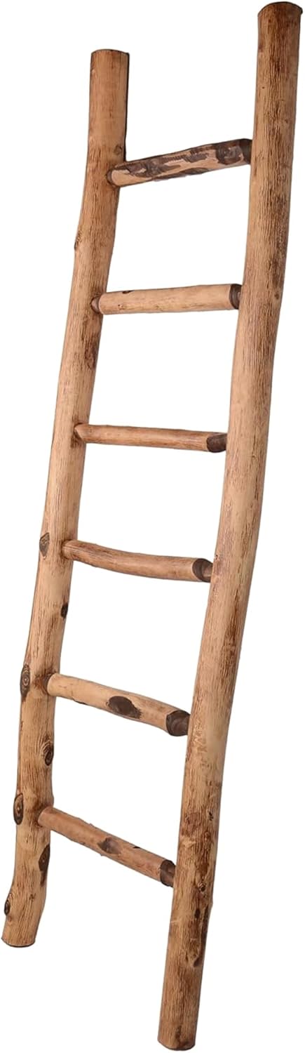UNUS Dekoleiter Holzleiter Deko Leiter Wand Dekoration Handtuchhalter 150cm 6 Stufen Old Look Old Lo