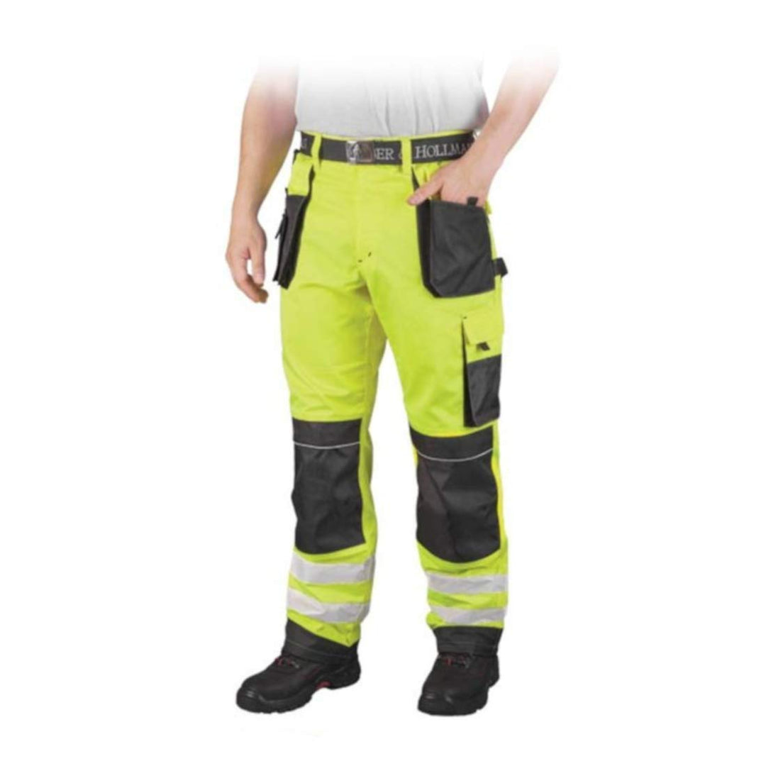 Leber & Hollman Herren Arbeitshose LH-FMNX-B, 100% Polyester 270 g/m2, Taschen für Knieschoner, refl