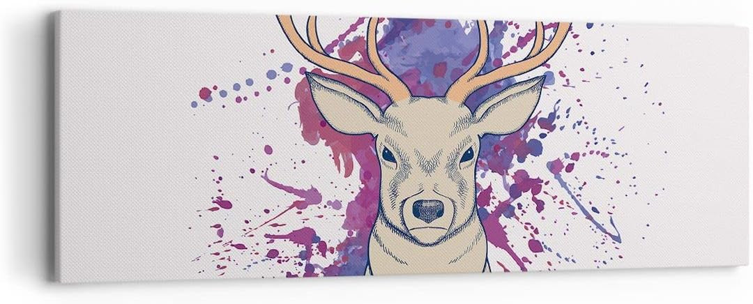 Panorama Bilder auf Leinwand Hirsch Abstraktion Leinwandbild 90x30cm Wandbilder Dekoration Wohnzimme