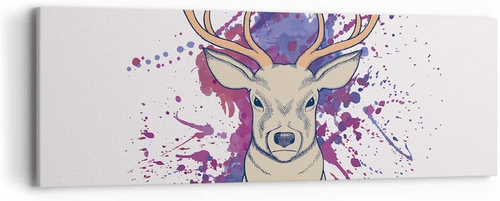 Panorama Bilder auf Leinwand Hirsch Abstraktion Leinwandbild 90x30cm Wandbilder Dekoration Wohnzimme