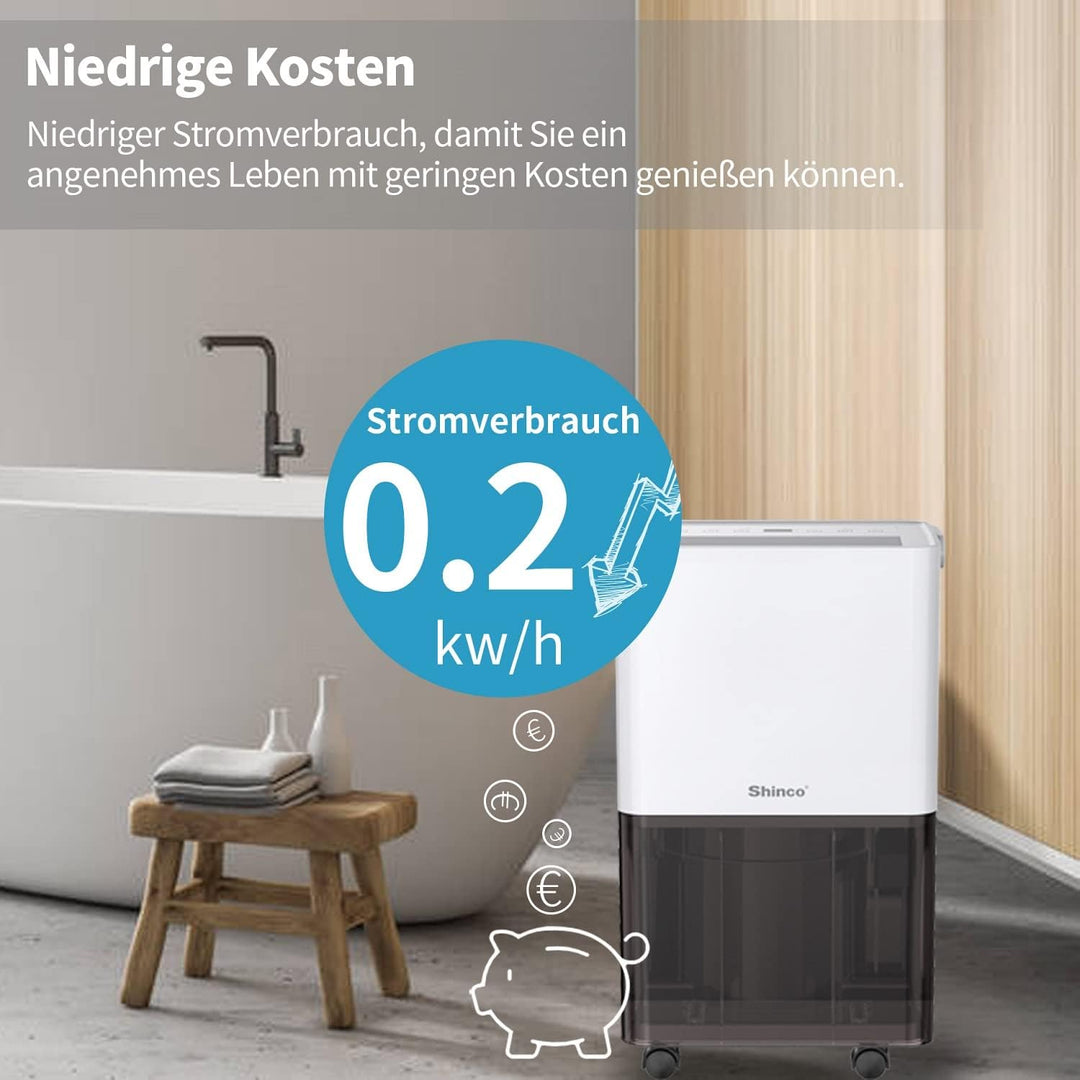 SHINCO 10L Luftentfeuchter, Elektrisch,Raumentfeuchter mit Feuchtigkeitssensor,für 45m³(15m²),Energi