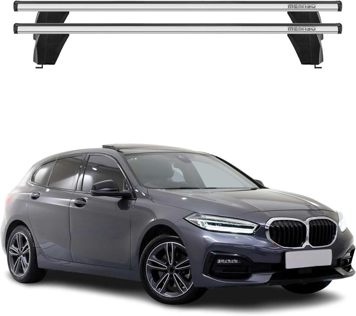 Menabo Dachträger Grundträger kompatibel mit BMW 1er F40 2019-2023 Alu Silber TÜV, Silber