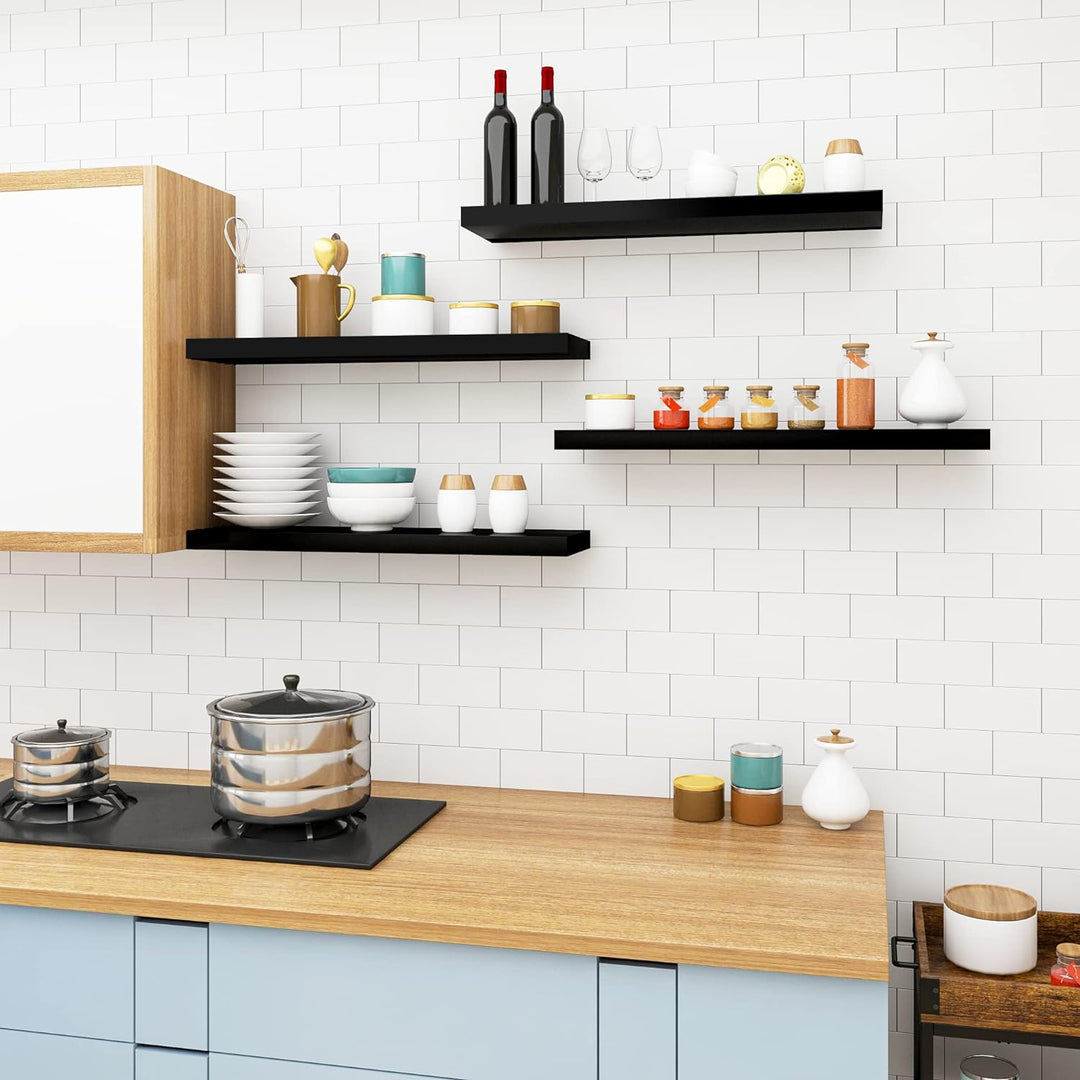 WOLTU Wandregal Volato Set von 4 Regalen Wandboard freischwebend Schweberegal CD DVD Regal Bücherreg