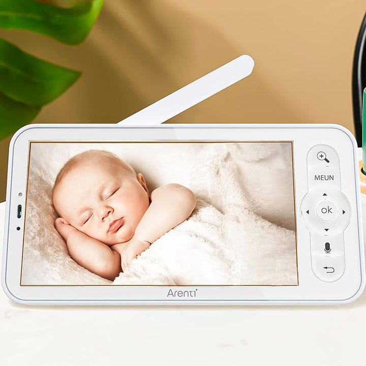 ARENTI AINanny - 2K UHD Video-Babyphone mit 12,7 cm (5“) LCD-Bildschirm, Schwenk- und Neigefunktion