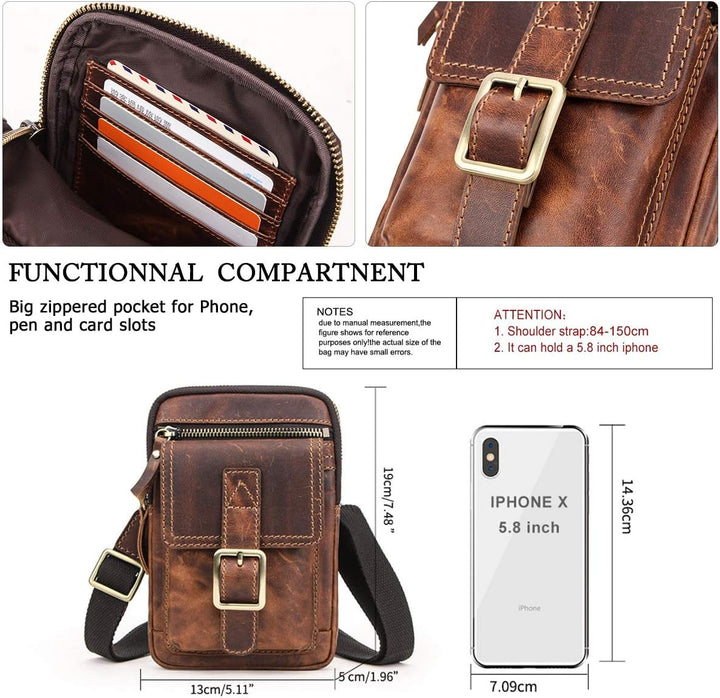 CONTACTS Echtes Leder Herren Kleine Messenger Taillentasche Gürteltasche Telefon Brieftasche Geldbör