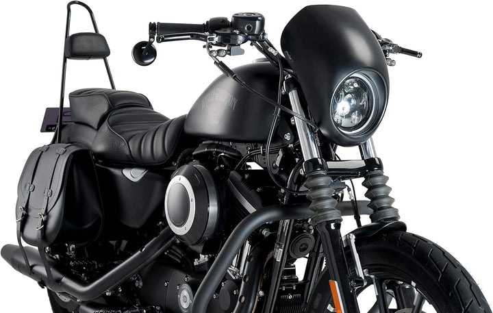 Verkleidungscheibe Free Spirit Modell Schwarz Customacces für Harley Davidson Sportster 883 Low 04'-