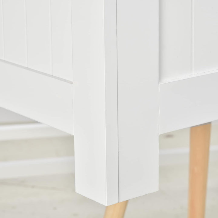 HOMCOM Truhe, Aufbewahrungsbox, Auflagenbox mit Griff, Gerätetruhe mit Deckel, Holzwerkstoff, Weiss,