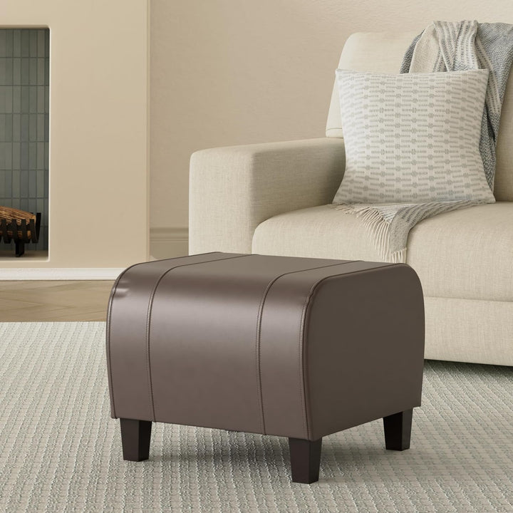 Mendler Hocker Sitzwürfel Sitzhocker Emmen, Leder + Kunstleder, 37x45x47 cm - braun