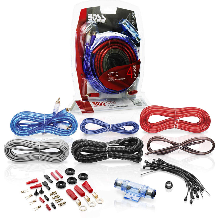 BOSS AUDIO KIT-10 4 Gauge 5,19 mm Auto Installations-Set Verstärker Endstufe Kabel Anschlusskabel Ci
