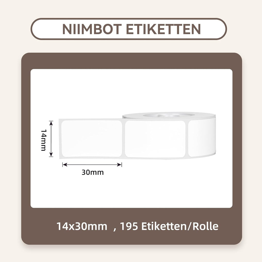 NIIMBOT Thermo Etiketten Selbstklebend, 14 x 30mm Etikettendrucker Thermopapier Kompatibel mit dem D