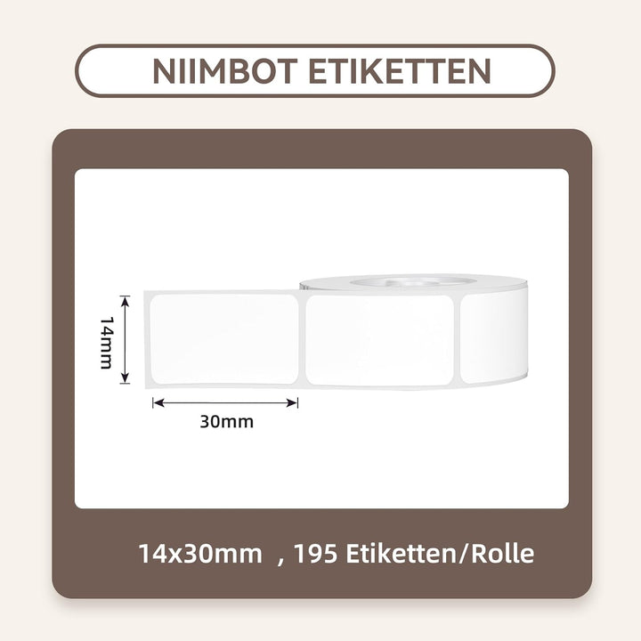 NIIMBOT Thermo Etiketten Selbstklebend, 14 x 30mm Etikettendrucker Thermopapier Kompatibel mit dem D