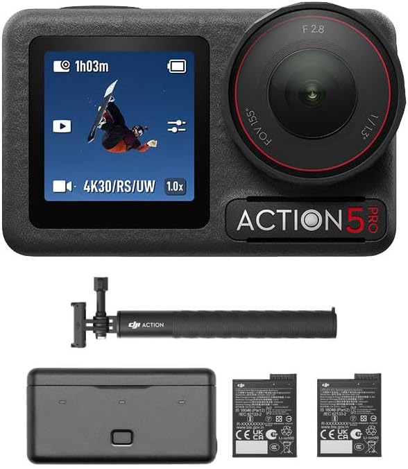 DJI Osmo Action 5 Pro Adventure Combo, Action-Kamera 4K mit 1/1.3" Sensor, 12 Std. verlängerte Akkul