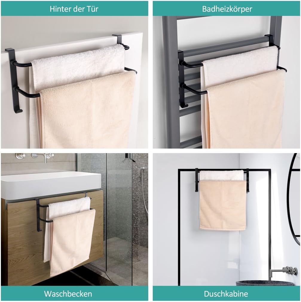 EMKE Handtuchhalter ohne Bohren, Edelstahl Handtuchhalter für Badheizkörper Handtuchtrockner mit Hak