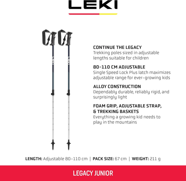 LEKI Legacy Junior Performance Trekkingstock, 1 Paar 80-110, 80-110