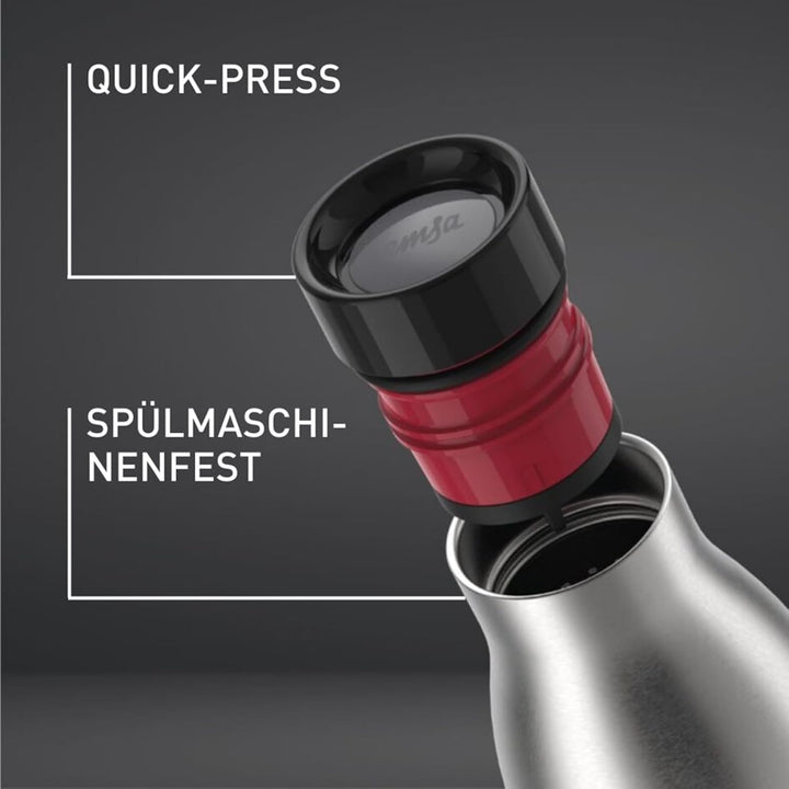 Emsa N31111 Bludrop Sleeve Trinkflasche | 100 % dicht | Quick-Press Verschluss | Ergonomischer 360°