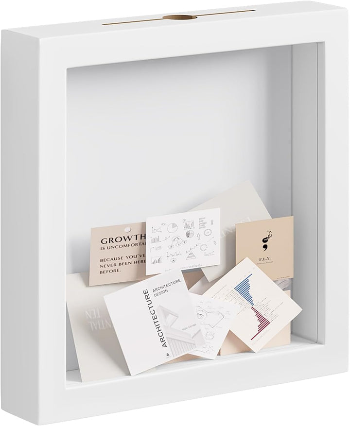 EUGAD 3D Bilderrahmen zum Befüllen, Objektrahmen Spardose 30x30 cm, tiefer Rahmen für Objekte bis 3