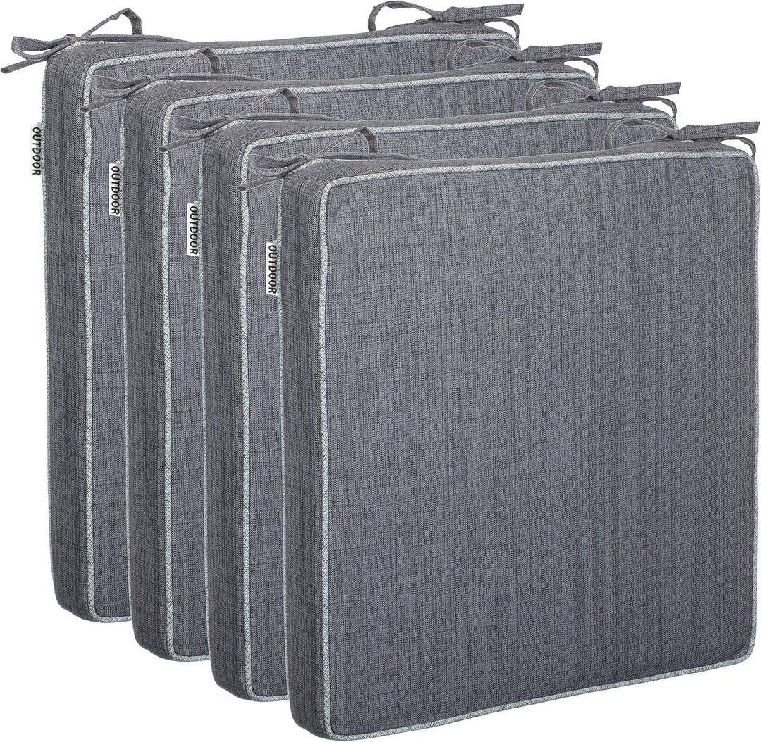 Brandsseller Outdoor Garten Sitzkissen Auflagen Kissen mit Paspel - Leinenoptik Uni - Schmutz- und W