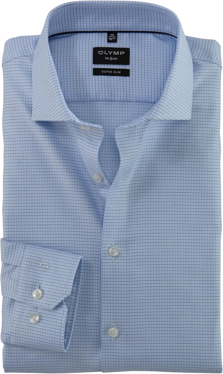 OLYMP Herren Businesshemd Langarm No. Six,Gitter Karo,super Slim,Royal Kent 36 Bleu 11, 36 Bleu 11