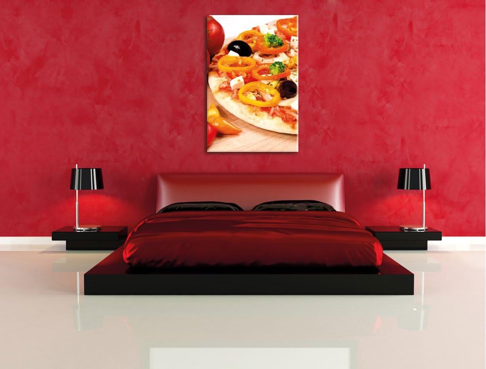 Pizza aus Italien, Format: 100x70 auf Leinwand, XXL riesige Bilder fertig gerahmt mit Keilrahmen, Ku