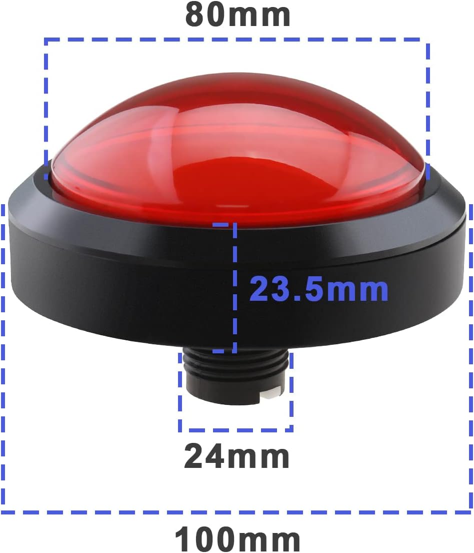 eMagTech 2 x 100 mm grosse Kuppel, 12 V LED-beleuchtete Druckknöpfe mit Mikroschalter für Arcade-Mas