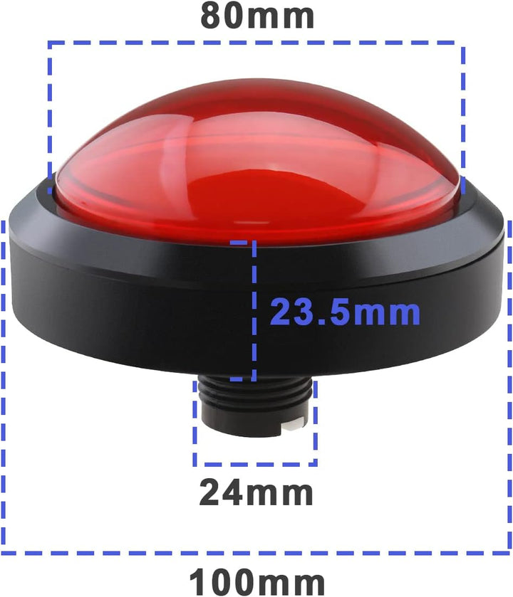 eMagTech 2 x 100 mm grosse Kuppel, 12 V LED-beleuchtete Druckknöpfe mit Mikroschalter für Arcade-Mas
