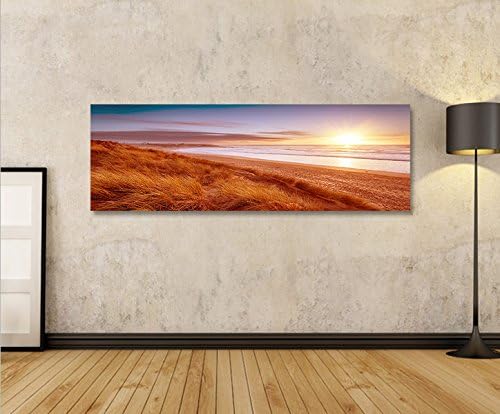 islandburner Bild Bilder auf Leinwand Dünen Nordsee Sonnenuntergang Panorama XXL Poster Leinwandbild