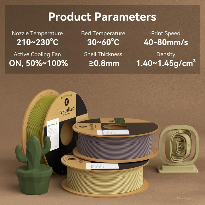 kexcelled Matte PLA Filament 1,75 mm +/- 0,03 mm, Glanzfreie Farbe, Matt Textur, 3D Drucker Filament