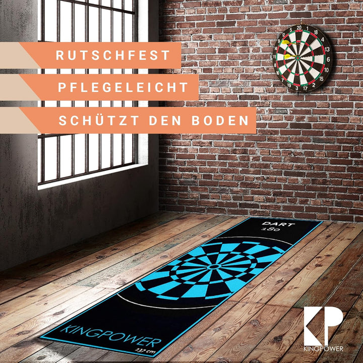 Kingpower Dartteppich mit Abwurflinie, Dart Zubehör mit Motiv, Dartmatte mit Oche, pflegeleichter Te