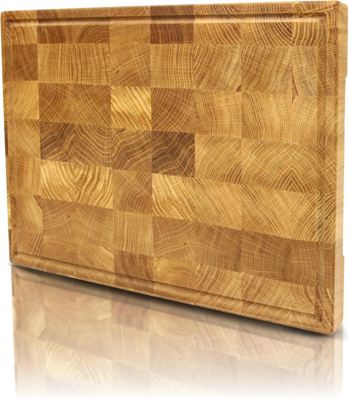 holz4home® Premium Schneidebrett Stirnholz aus Eiche I 40 x 30 x 4 cm I Hackbrett Unterlage für die