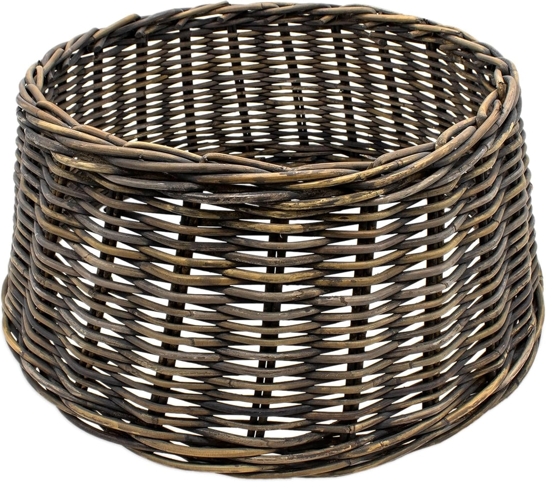 Rattan Weihnachtsbaumrock aus Weide 60 cm - Dunkelbraun - Abdeckung für den Christbaum Ständer - Wei
