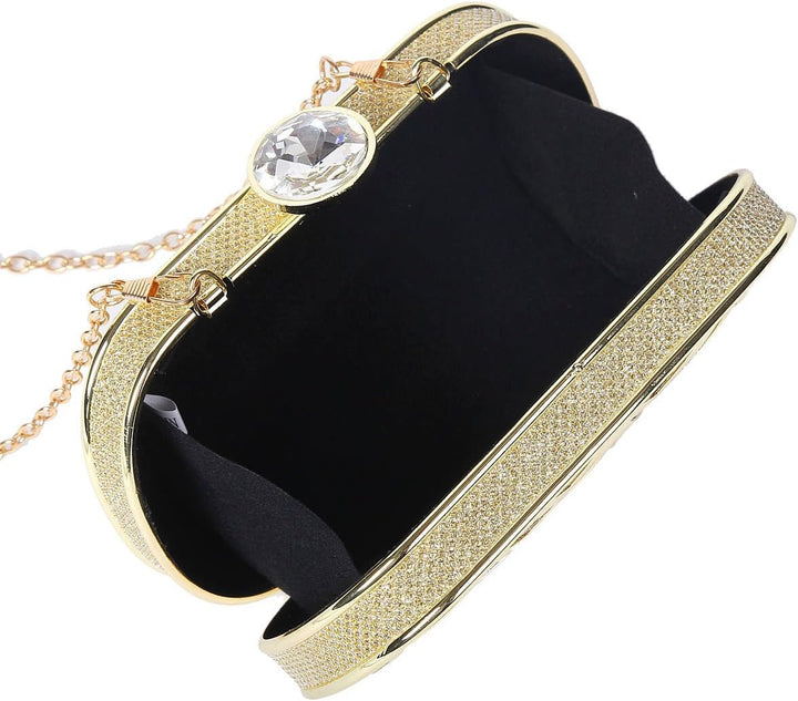 Damara Damen Metall Diamant Elegant Clutch Umhängetasche Silber, Silber